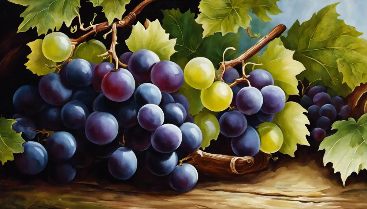 A cluster of grapes representing the cultural and symbolic significance.