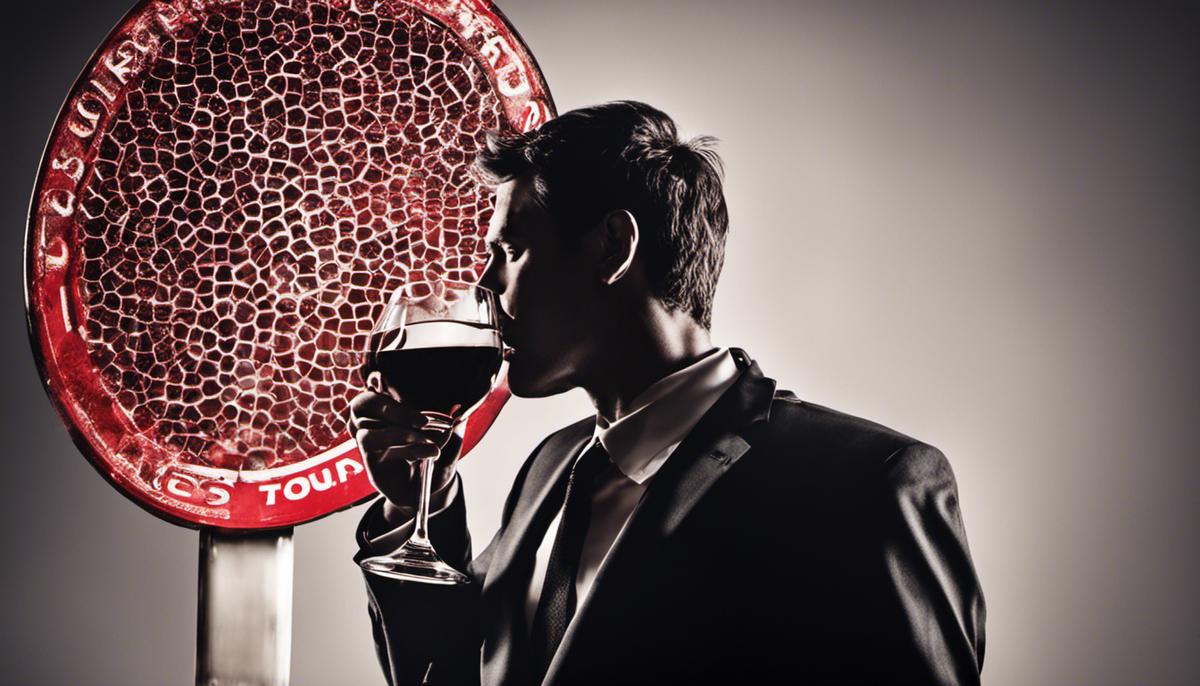 Image depicting a person drinking alcohol with a stop sign overlapping it
