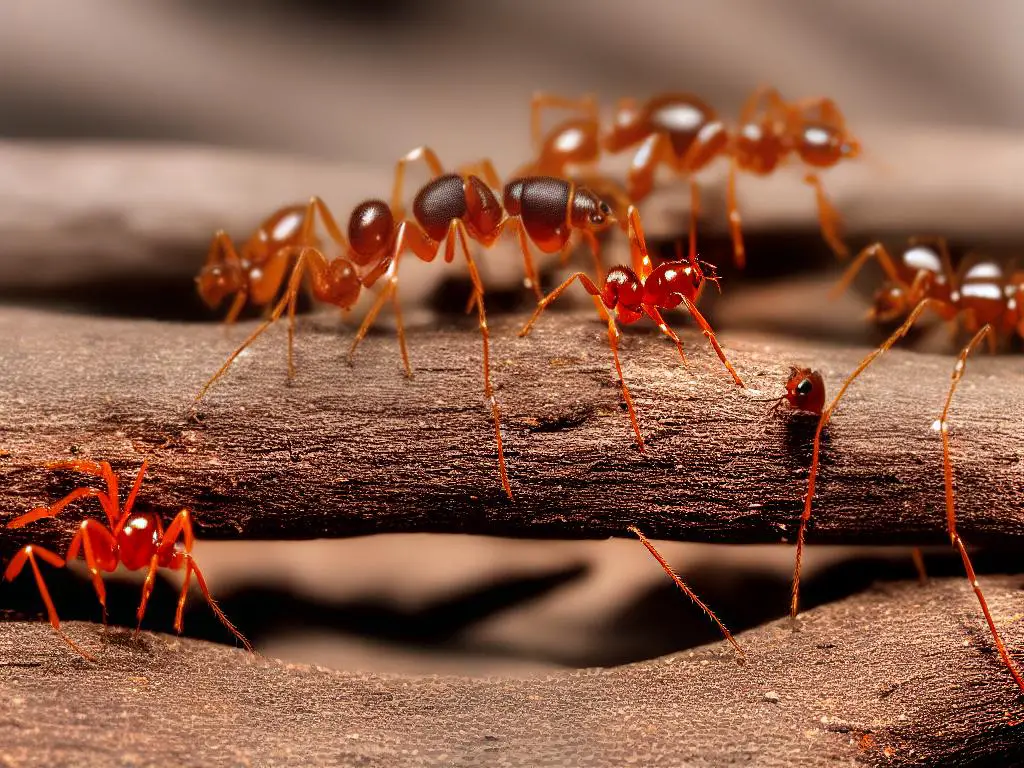 An image of ants crawling around a stick, symbolizing hard work, cooperation, and persistence.