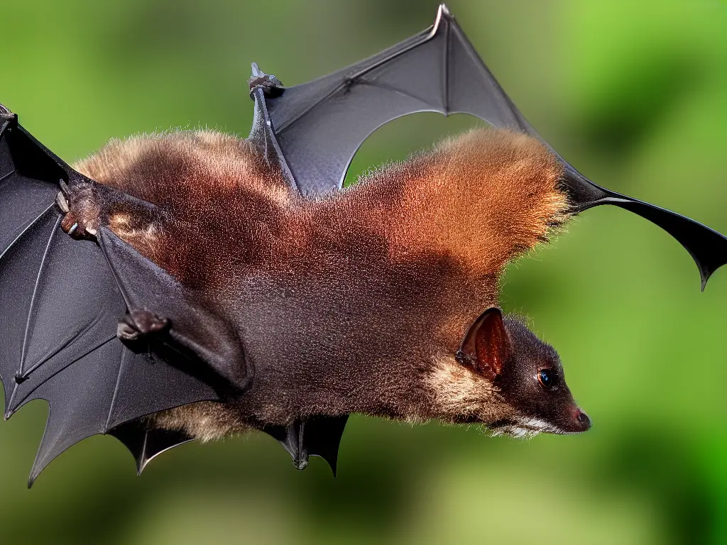 An image of a bat flying at night with its sharp teeth out in the open.