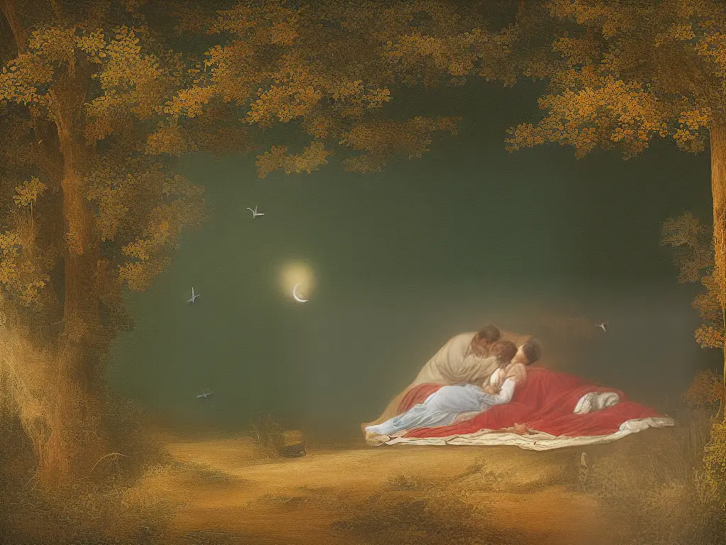 A person sleeping and dreaming of bats, with an Islamic-inspired frame around the image.
