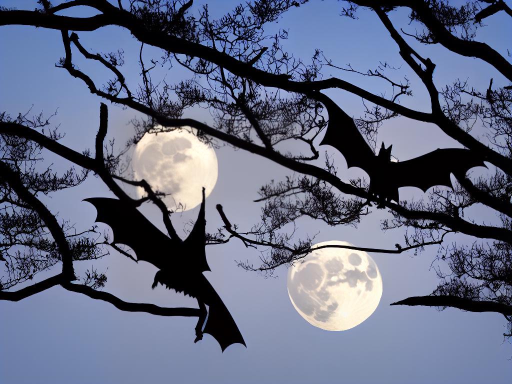 A silhouetted bat against a full moon symbolizing transformation