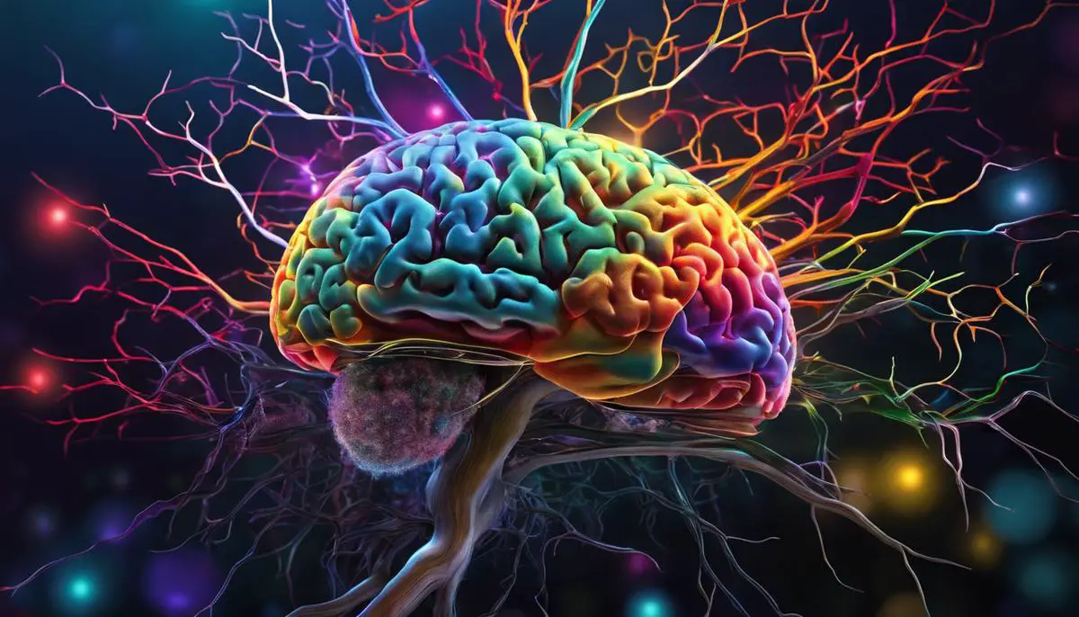 An image of a brain with colorful neurons, representing the biological and psychological underpinnings of nightmares.