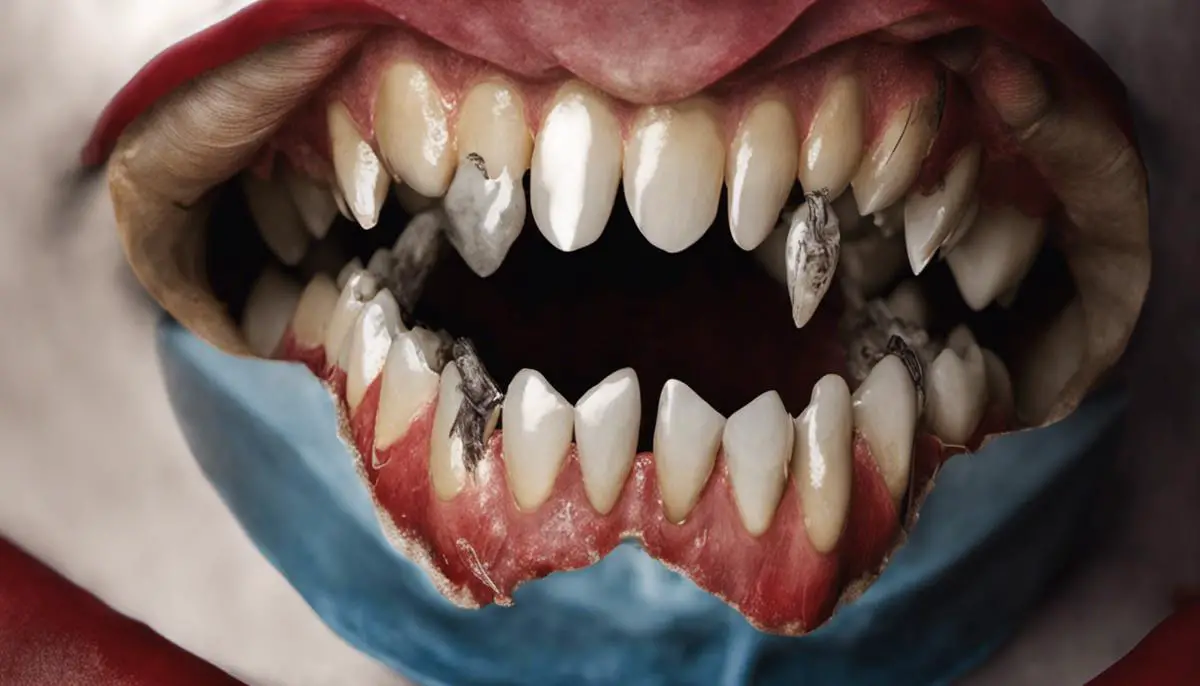 Image of decaying teeth representing the symbolism in the text.
