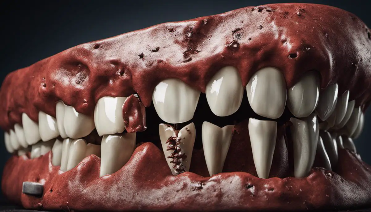 Image describing the symbolism of decaying teeth dreams, representing insecurity and anxiety.