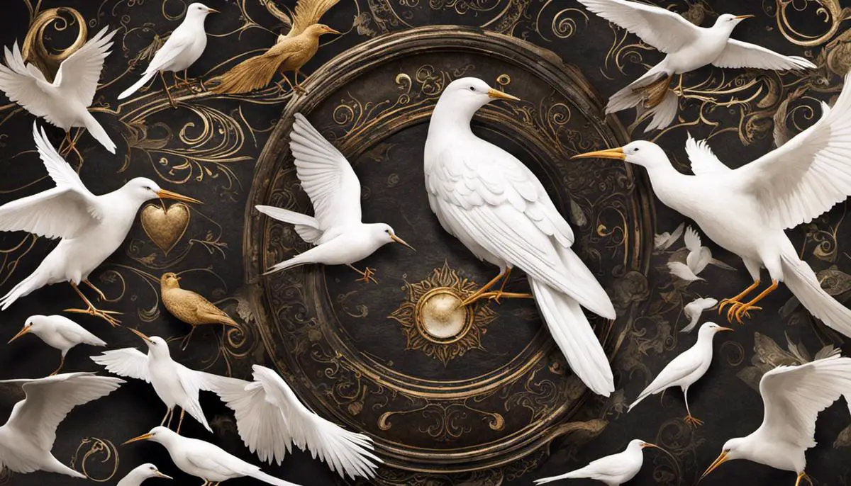 An image depicting various dream symbols, including white birds, representing the rich symbolism and potential meanings behind dreams.