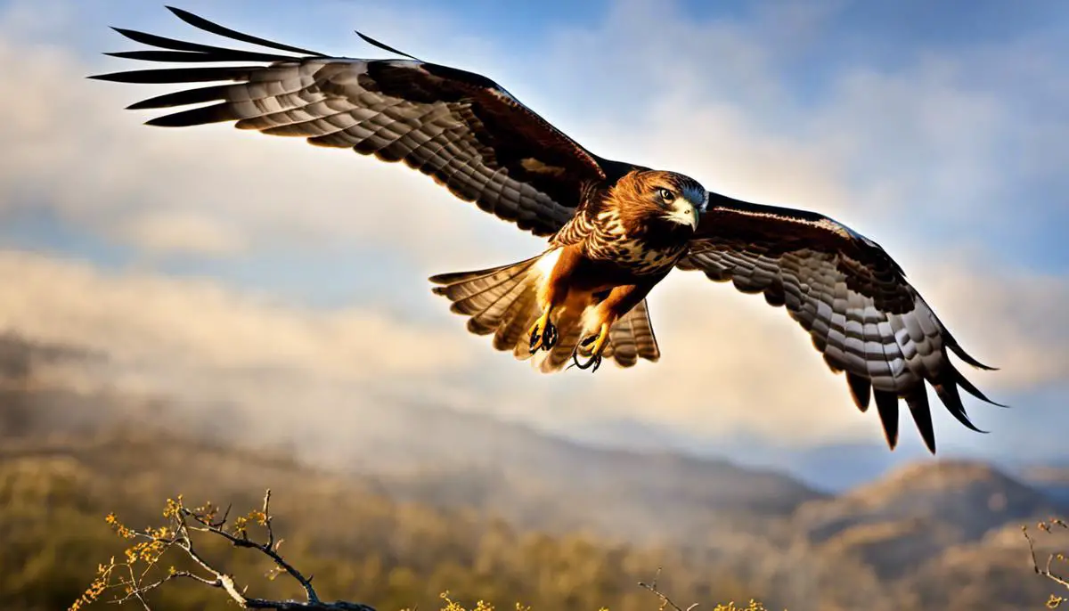 An image of a hawk in flight, symbolizing spiritual connection and growth.