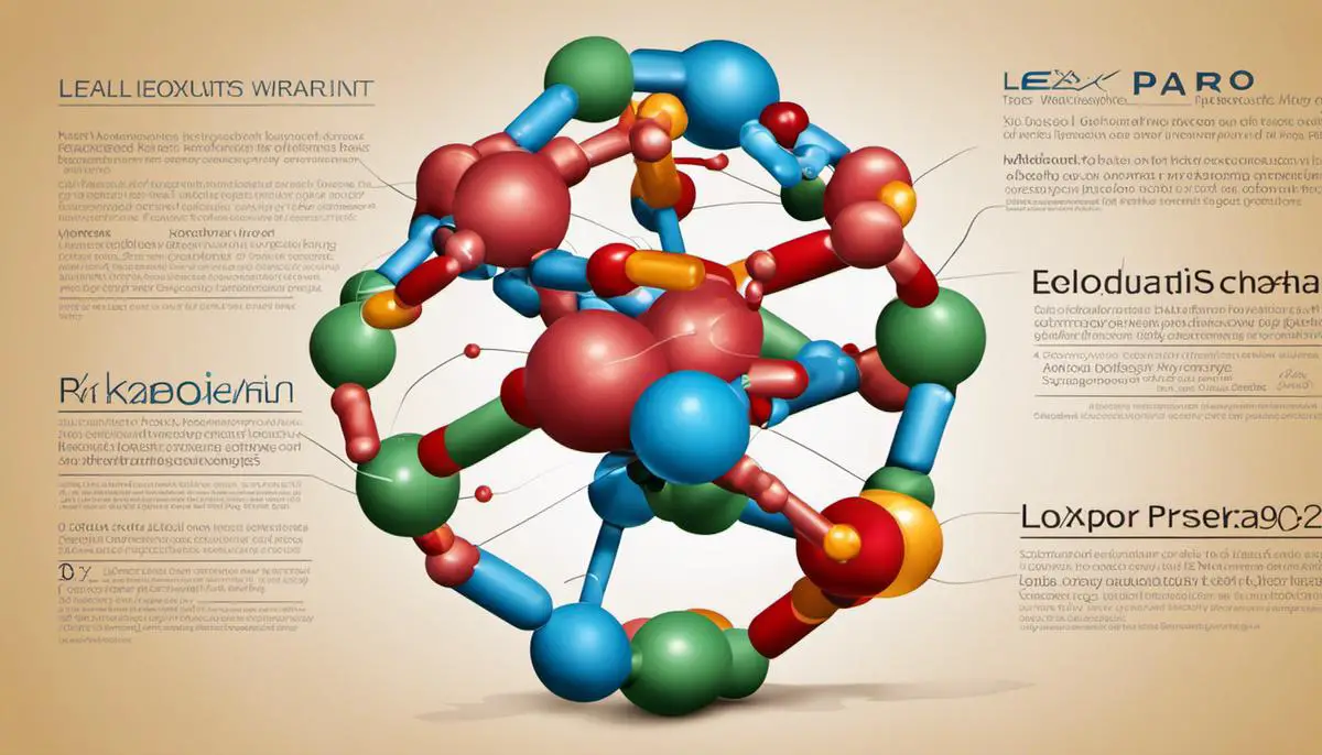 Illustration depicting the molecular structure of the essential components of Lexapro.