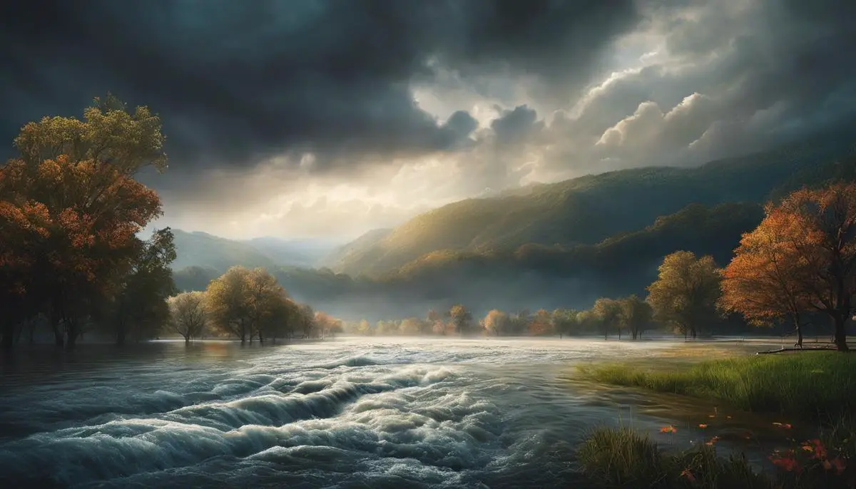 An image of floodwaters rising, symbolizing the vivid and emotional dream experiences discussed in the text.