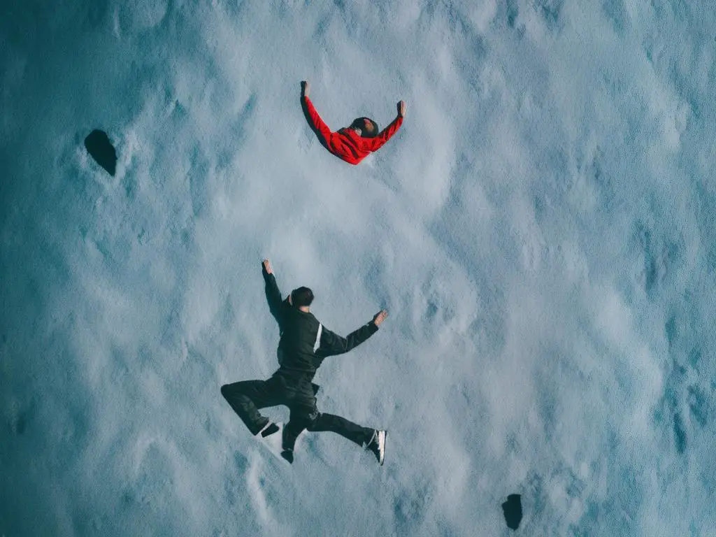 A person sleeping on a cloud with their arms outstretched, representing the free and exhilarating sensations experienced in gravity-free dreams.