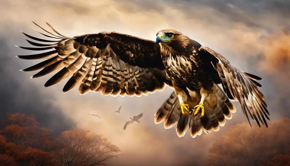 Illustration of a hawk flying in a dream