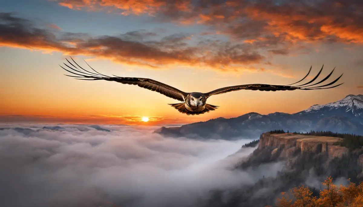 An image showing a hawk in flight, representing the symbolization of wisdom and insight in dream interpretations.