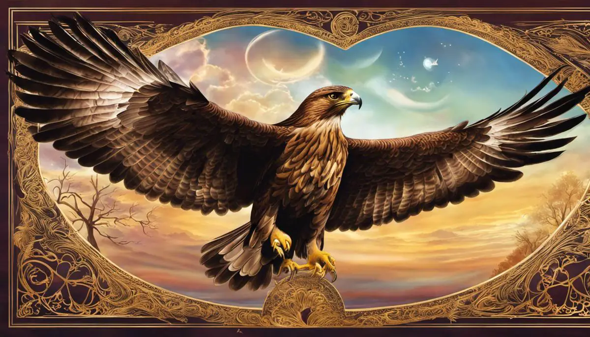 Illustration of a hawk in a dream, representing the intersection of spirituality and dream interpretation.