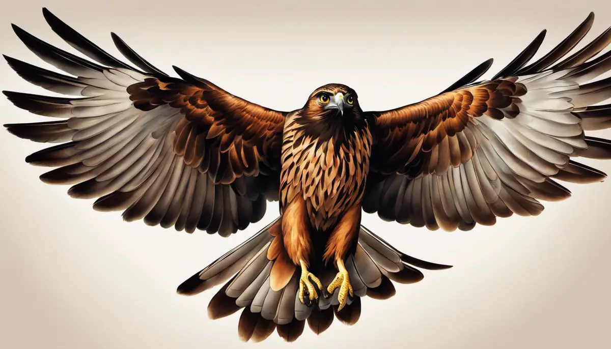 Illustration of a hawk flying in the sky