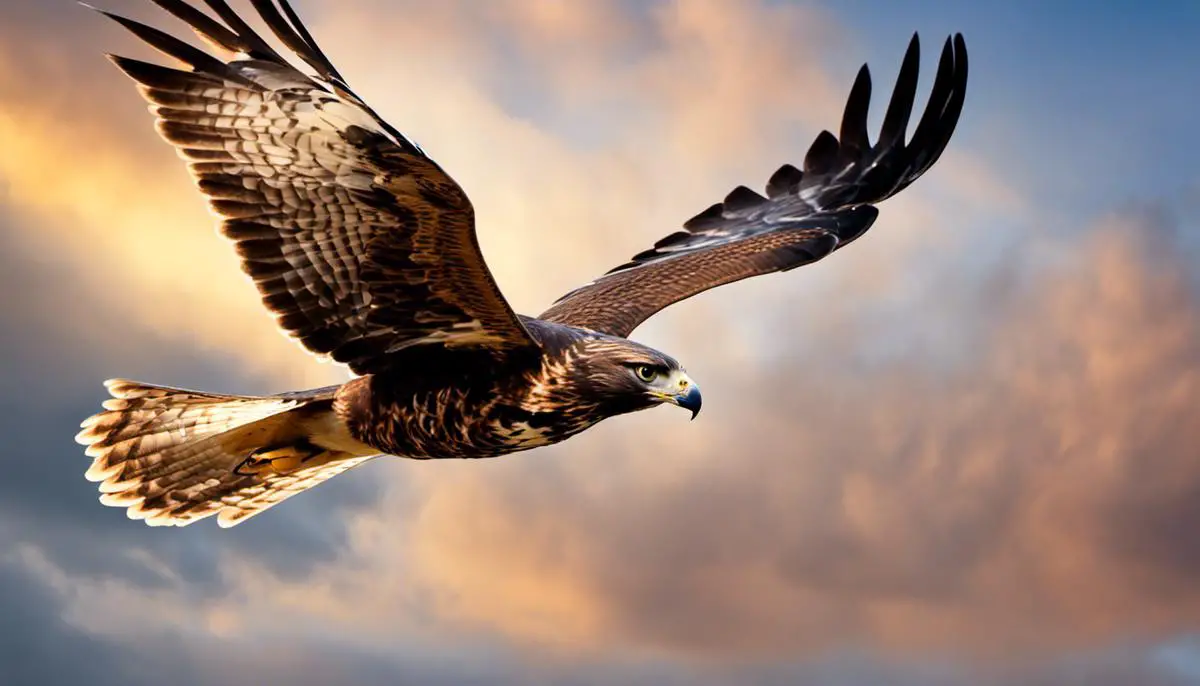 A majestic hawk soaring through the sky