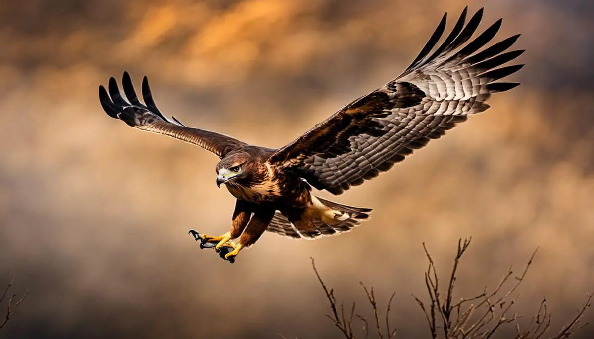 Image of a hawk in flight, symbolizing power, freedom, and spirituality.