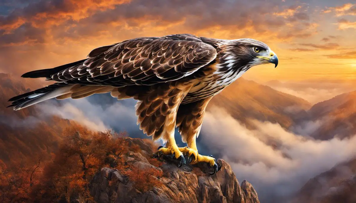 A majestic hawk soaring in the sky, representing the spiritual symbolism and power of hawk totem dreams.