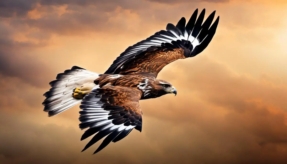 Image of a majestic hawk soaring in the sky