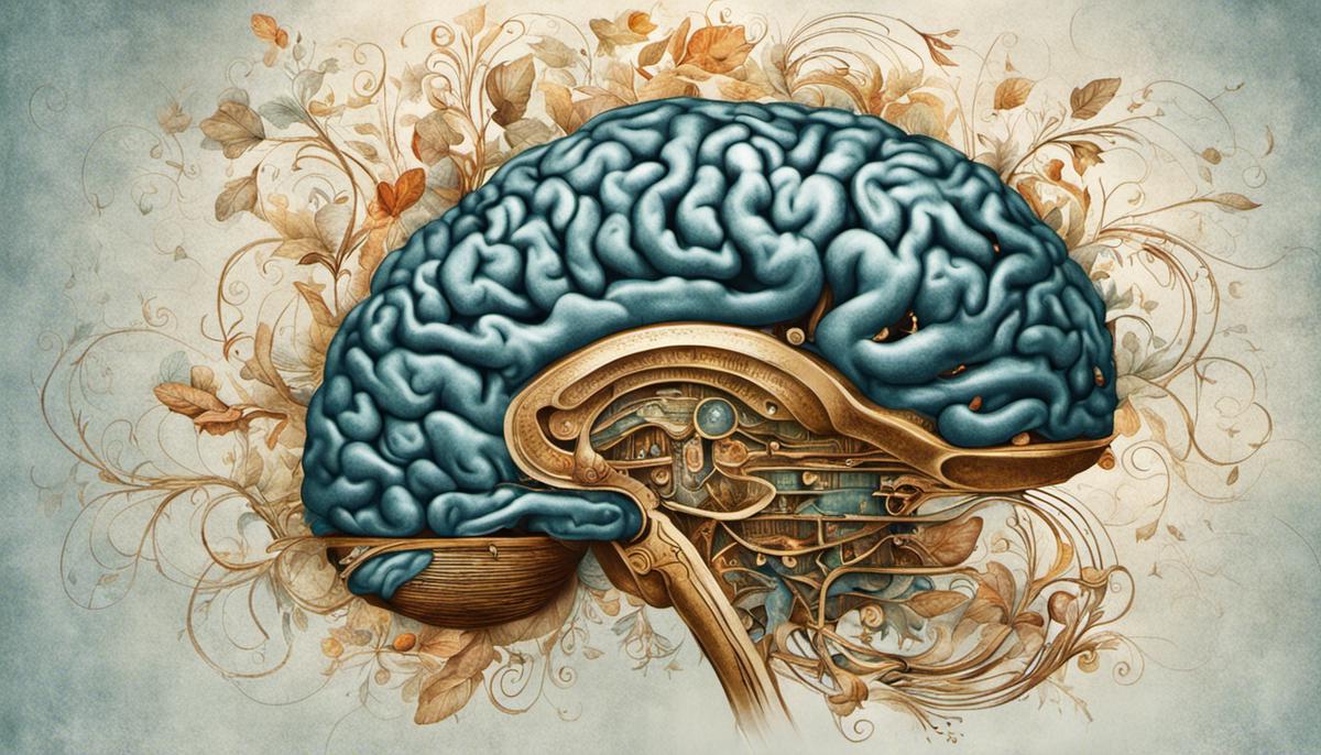 Illustration of the brain and dream imagery, symbolizing the neurobiology of dreams