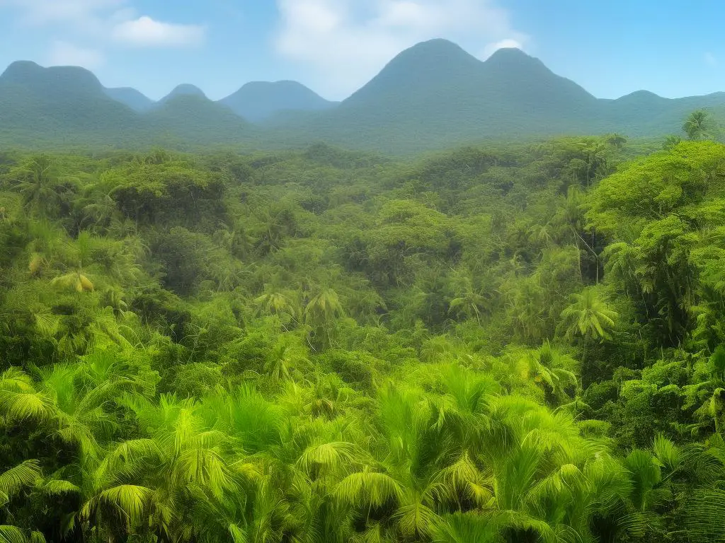 An image of a jungle with a dinosaur in the background to signify prehistoric jungle dreams.
