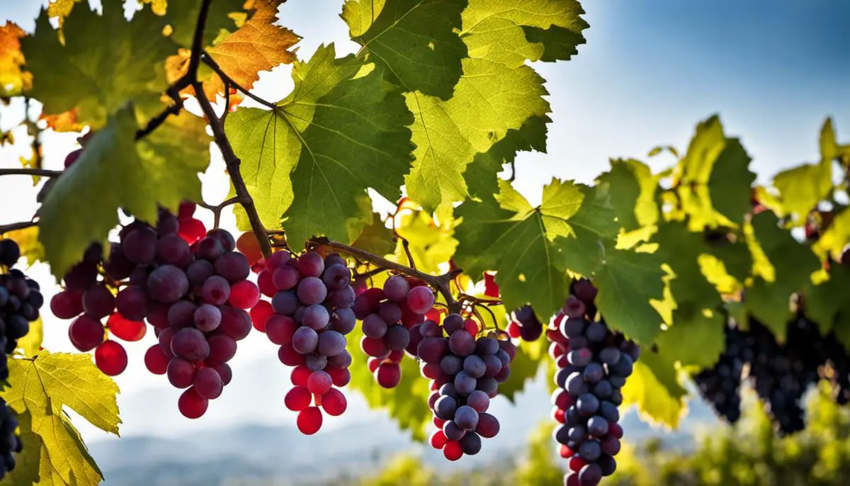 Image of red grapes on a vine symbolizing abundance and psychological implications of dreams.
