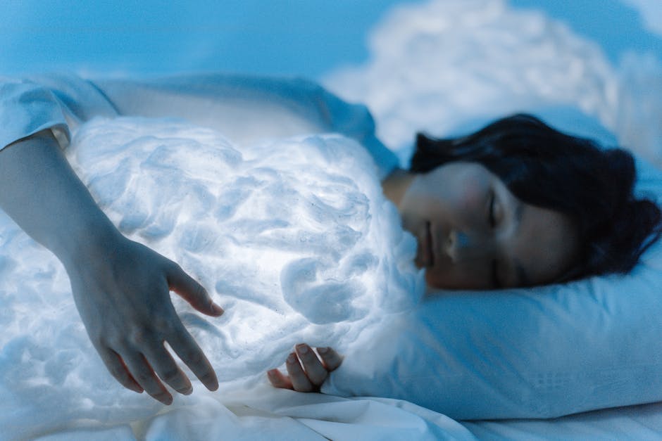 Illustration of a person sleeping and having vivid dreams, representing REM rebound.