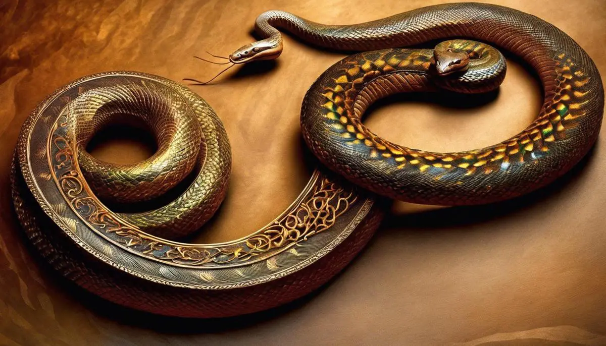 An image of a snake symbol, representing its significance in ancient Vedic scriptures.