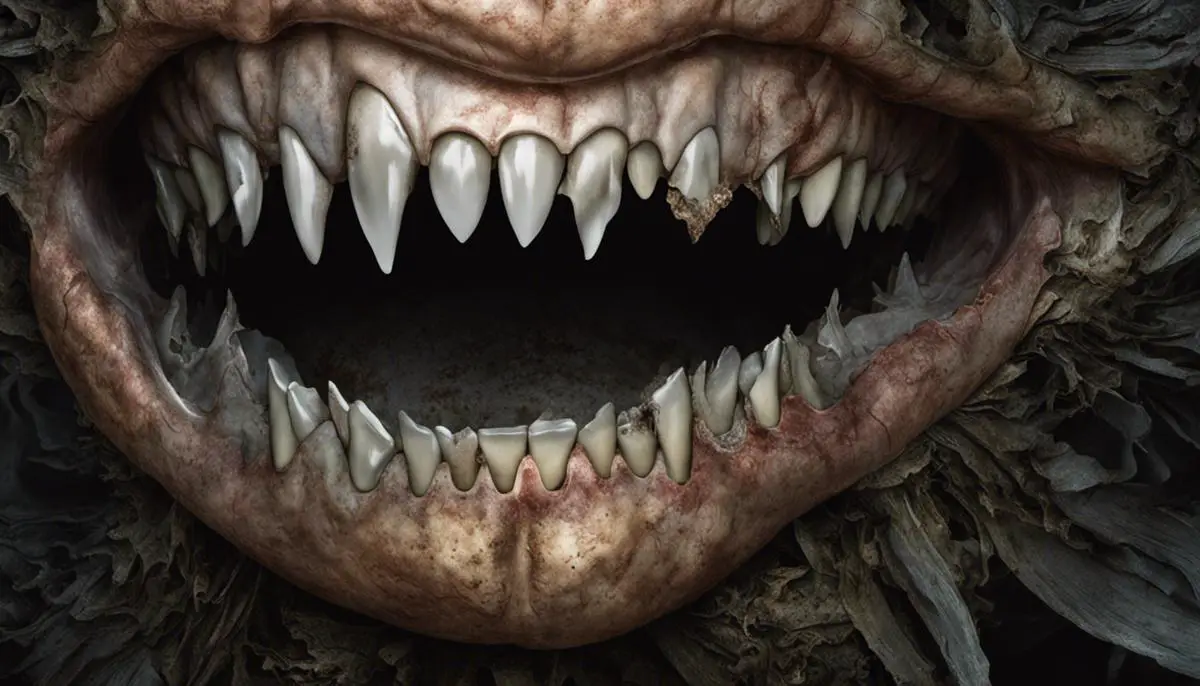An image of rotting teeth to accompany the text, emphasizing the concept of decay and symbols in dreams.