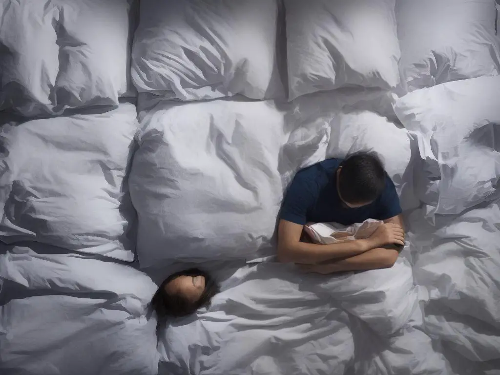 A person sleeping and having various images of events, emotions, and situations in their dreams due to different factors like medication, mental health, stress, lifestyle, and sleep quality.