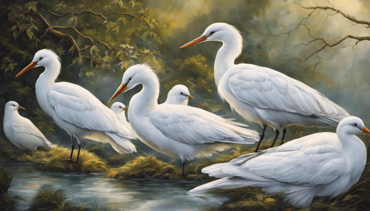 Image of white birds in a dream, symbolizing peace, purity, and spiritual transformation